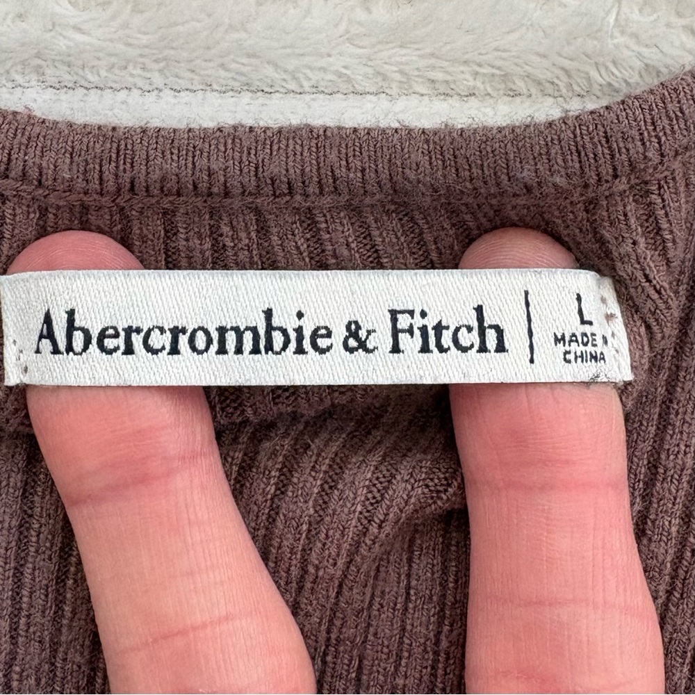 ABERCROMBIE & FITCH Ribbed Square Neck Bodysuit Mocha Brown Long Sleeve Large - Picture 4 of 10